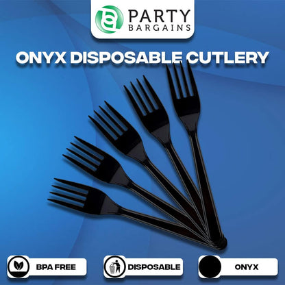 Party Bargains Disposable Cutlery set, SAPPHIRE Design, Clear Color, 360 Pieces: 180 Forks, 120 Spoons, 60 Knives