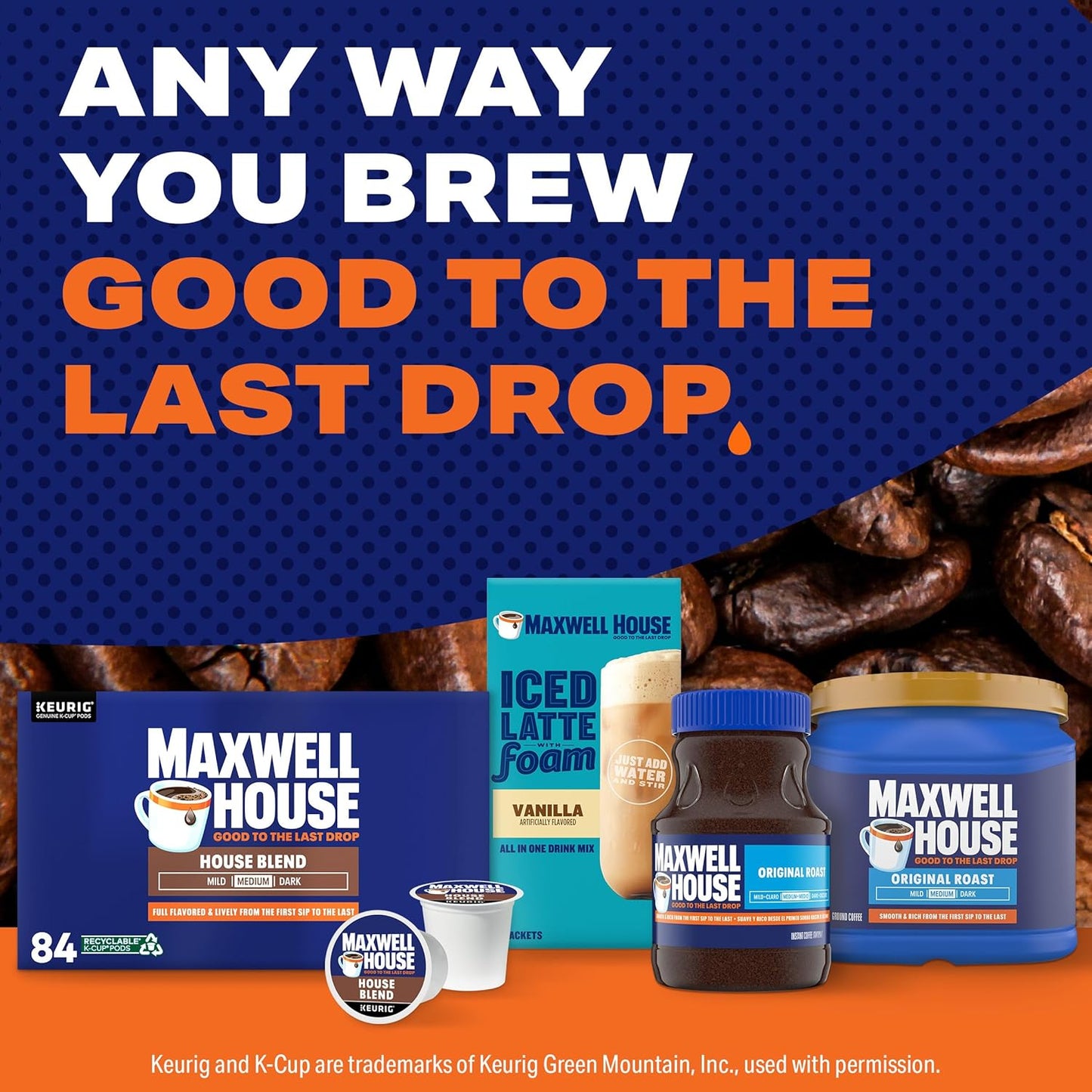 Maxwell House House Blend Medium Roast K-Cup Coffee Pods (84 ct Box)