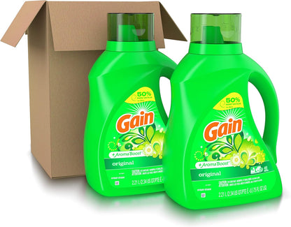 Gain + Aroma Boost Laundry Detergent Liquid, Original Scent, 107 Loads, 154 fl oz, HE Compatible Laundry Soap with Febreze and Oxi