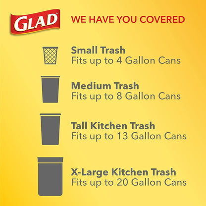 GLAD ForceFlex Tall Drawstring Trash Bags, 13 Gallon White Trash Bags for Tall Kitchen Trash Can, Unscented Leak Protection Bags, 120 Count - Packaging May Vary