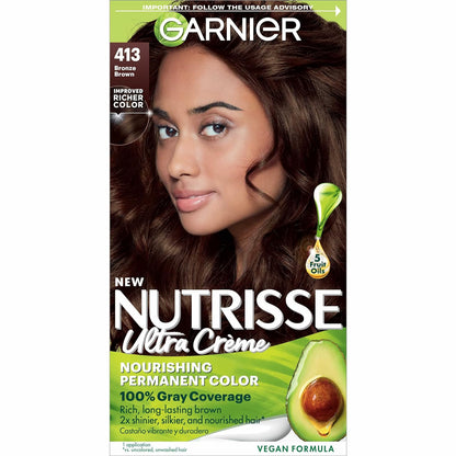 Garnier Hair Color Nutrisse Nourishing Creme, 40 Dark Brown (Dark Chocolate) Permanent Hair Dye, 1 Count (Packaging May Vary)