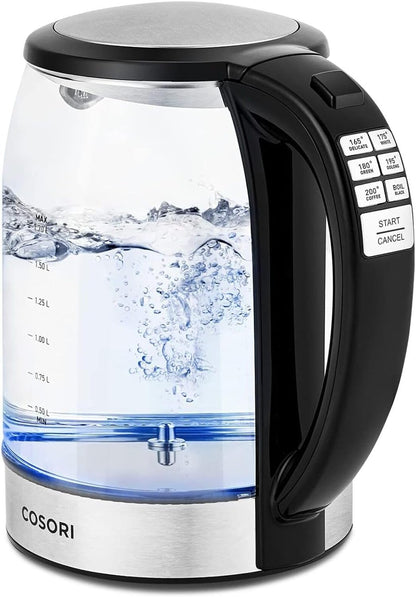 COSORI Electric Kettle, No Plastic Contact with Water, 1.7L/1500W, Stainless Steel Inner Lid & Filter, Tea Kettle For Coffee & Tea, Hot Water Kettle Teapot Boiler & Heater, Automatic Shut Off, Black