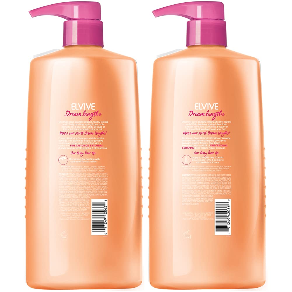 L'Oreal Paris Elvive Dream Lengths Shampoo and Conditioner Kit, Paraben Free, 1 kit