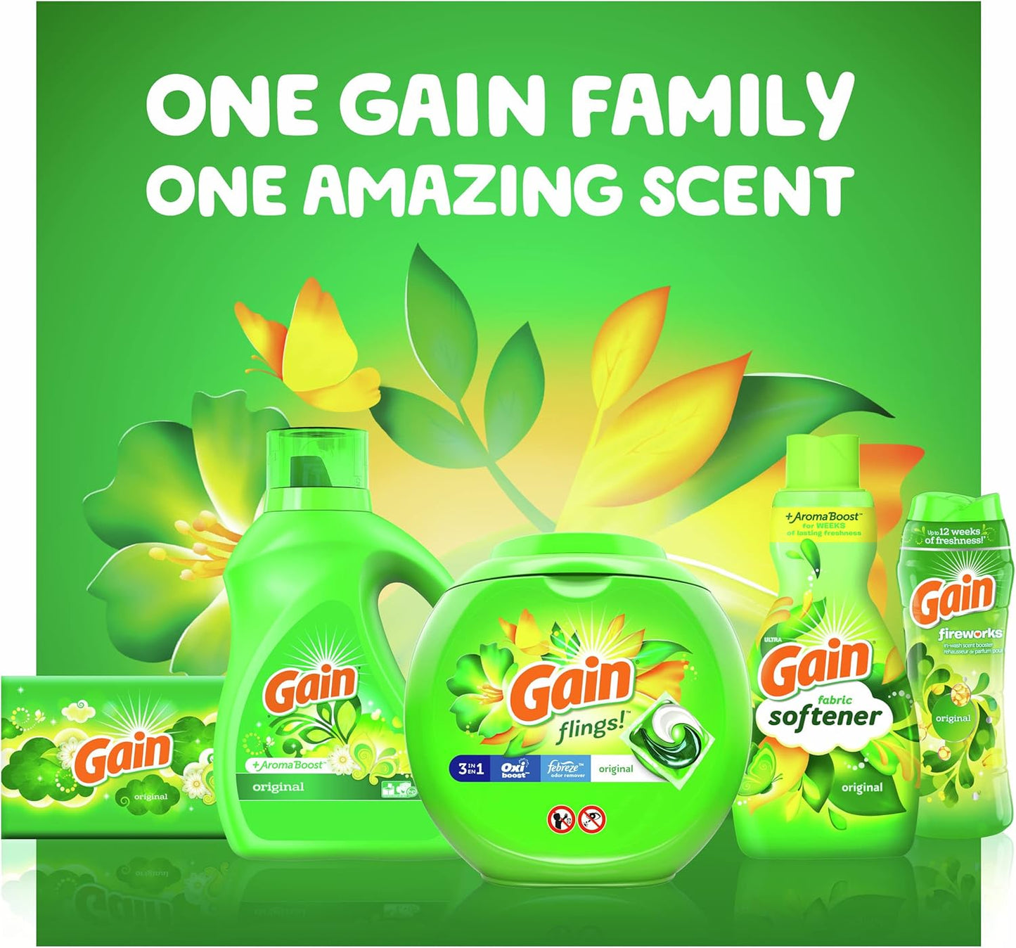 Gain + Aroma Boost Laundry Detergent Liquid, Original Scent, 107 Loads, 154 fl oz, HE Compatible Laundry Soap with Febreze and Oxi