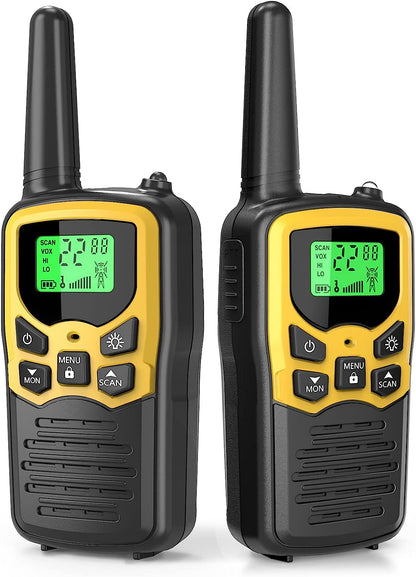 Walkie Talkies, MOICO Long Range Walkie Talkies for Adults with 22 FRS Channels, Family Walkie Talkie with LED Flashlight VOX LCD Display for Hiking Camping Trip (Orange 2 Pack)