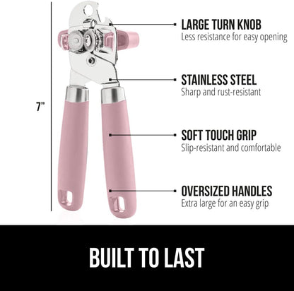 The Original Gorilla Grip Heavy Duty Stainless Steel Smooth Edge Manual Can Opener and Bottle Openers, Soft Handle, Rust Proof Oversized Handheld Easy Turn Knob, Multifunctional Kitchen Tool, Black