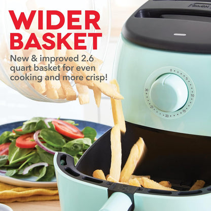 DASH Tasti-Crisp™ Electric Air Fryer Oven, 2.6 Qt., Aqua – Compact Air Fryer for Healthier Food in Minutes, Ideal for Small Spaces - Auto Shut Off, Analog, 1000-Watt