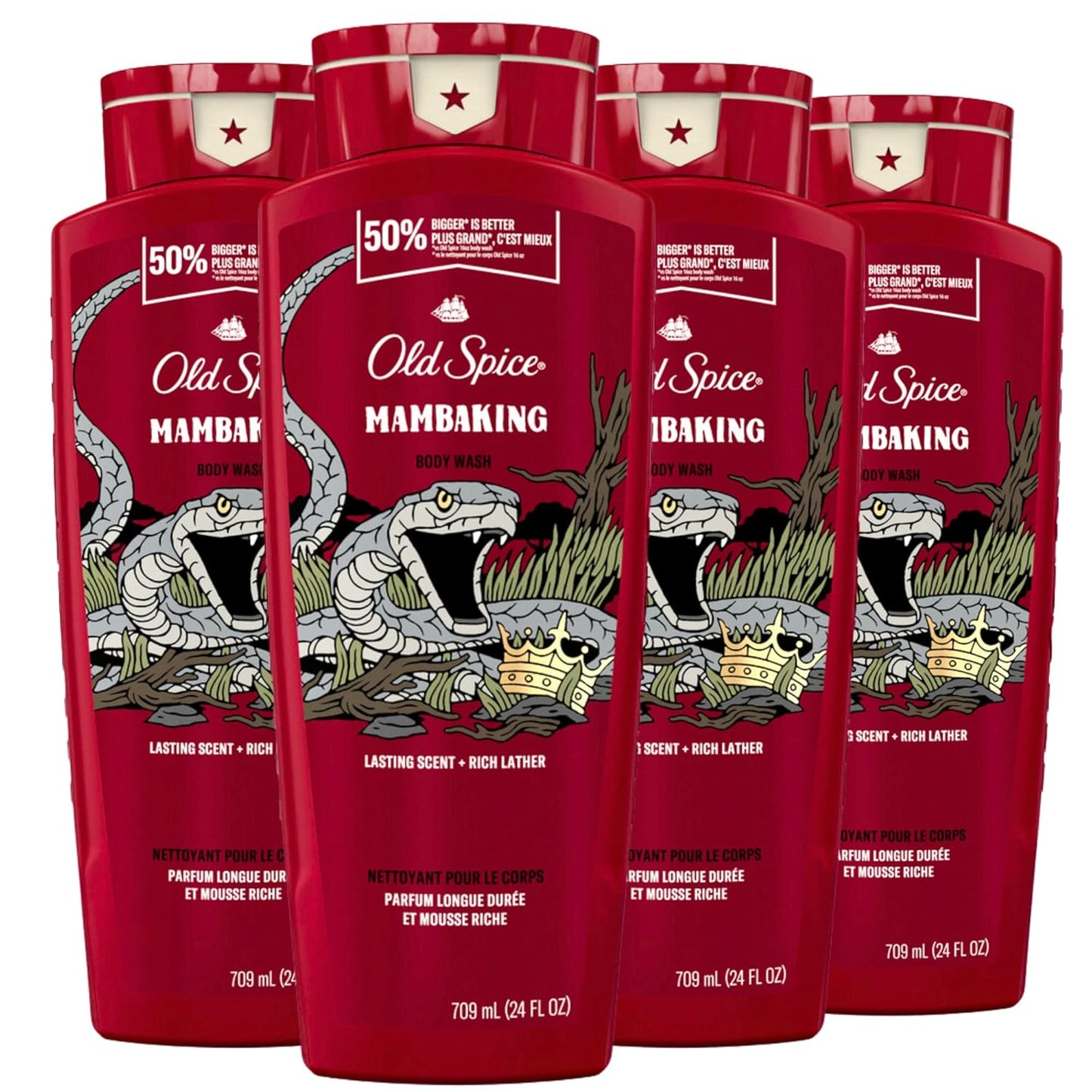 Old Spice Body Wash for Men, 24/7 Shower Fresh with Lasting Scent, Red Collection, Swagger with Cedarwood Scent, 24 fl oz (Pack of 2)