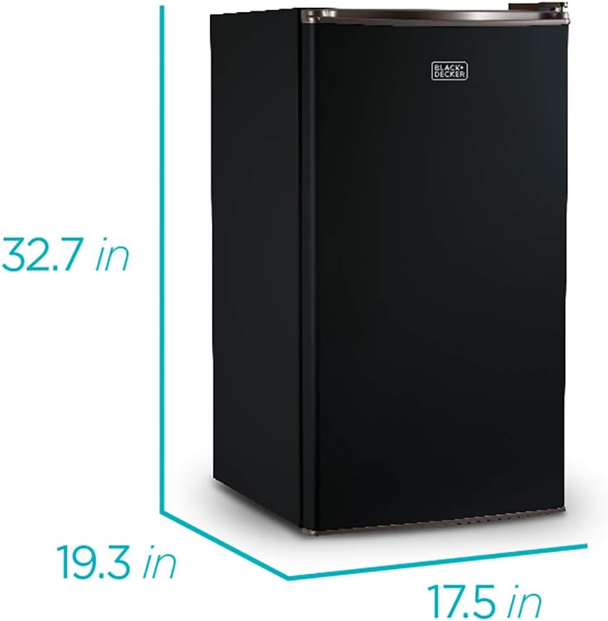 BLACK+DECKER BCRK17B Compact Refrigerator Energy Star Single Door Mini Fridge with Freezer, 1.7 Cubic Feet, Black
