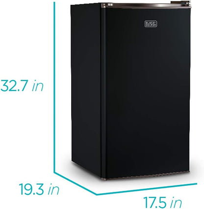 BLACK+DECKER BCRK17B Compact Refrigerator Energy Star Single Door Mini Fridge with Freezer, 1.7 Cubic Feet, Black