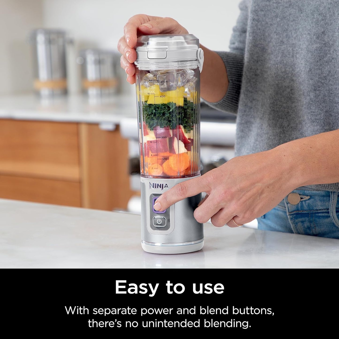 Ninja BC151BK Blast Portable Blender, Cordless, 18oz. Vessel, Personal Blender-for Shakes & Smoothies, BPA Free, Leakproof-Lid & Sip Spout, USB-C Rechargeable, Dishwasher Safe Parts, Black