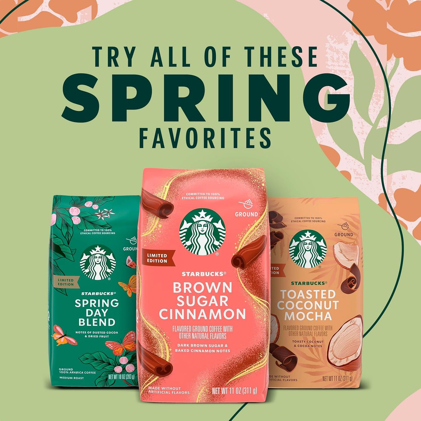 Starbucks Ground Coffee, Medium Roast Coffee, Pike Place Roast, 100% Arabica, 1 Bag (28 Oz)