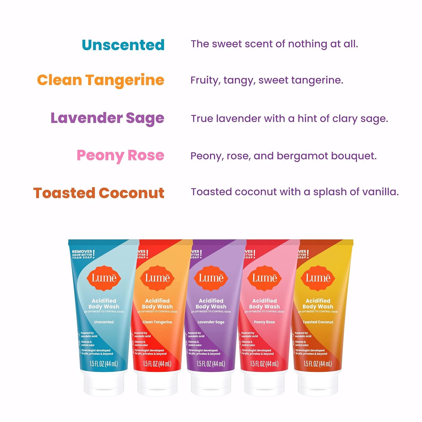 Lume Acidified Body Wash - 24 Hour Odor Control - Removes Odor Better than Soap - Moisturizing Formula - Formulated Without SLS or Parabens - OB/GYN Developed - 8.5 ounce (Peony Rose)