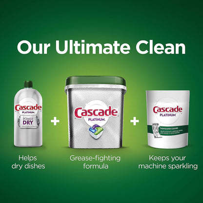 Cascade Platinum Dishwasher Pods, Dishwasher Detergent, Dishwasher Pod, Dishwasher Soap Pod, Actionpacs Dish Washing Pod, Lemon, 62 Count Dishwasher Detergent Pods