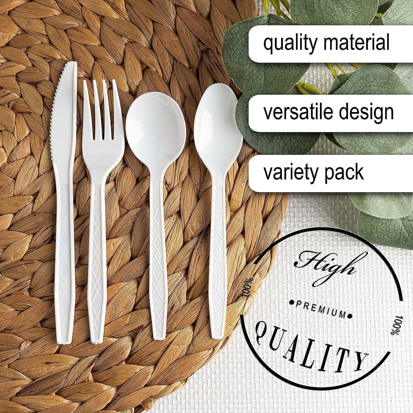 Party Bargains Disposable Cutlery set, SAPPHIRE Design, Clear Color, 360 Pieces: 180 Forks, 120 Spoons, 60 Knives