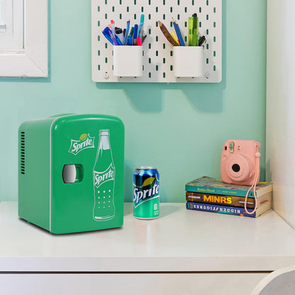 Coca-Cola Classic Coke Bottle 4L Mini Fridge w/ 12V DC and 110V AC Cords, 6 Can Portable Cooler, Personal Travel Refrigerator for Snacks Lunch Drinks Cosmetics, Desk Home Office Dorm, Red