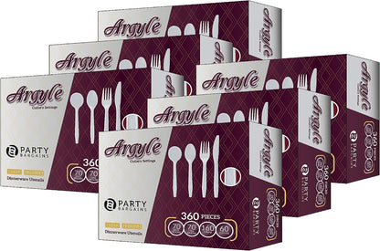 Party Bargains Disposable Cutlery set, SAPPHIRE Design, Clear Color, 360 Pieces: 180 Forks, 120 Spoons, 60 Knives