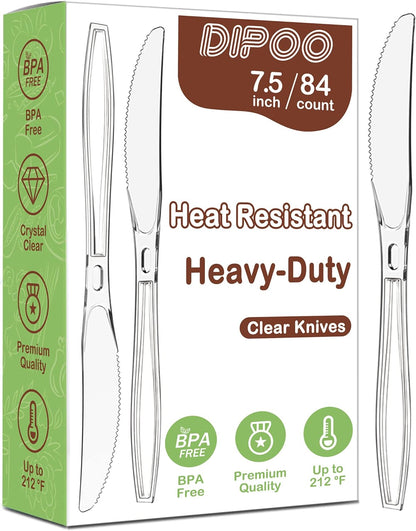 360 Count Plastic Silver Ware Heavy Duty, 120 Forks, 120 Spoons, 120 Knives, Heat Resistant & BPA Free Disposable SilverWare, Disposable Cutlery set, Premium Clear Utencils for Party Supply
