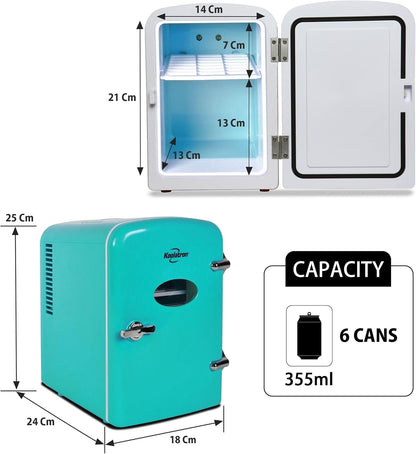 Coca-Cola Classic Coke Bottle 4L Mini Fridge w/ 12V DC and 110V AC Cords, 6 Can Portable Cooler, Personal Travel Refrigerator for Snacks Lunch Drinks Cosmetics, Desk Home Office Dorm, Red