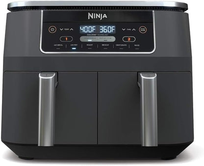 Ninja Air Fryer, Thermometer, Roast, Bake, Air Fry, Crisps, Broil, Reheats, Keep Warm, 10-in-1, Fries, Frozen Food, Veggies, and Meat, Quick Meals, Healthy Meals, Less Oil, 10 QT, Grey, DZ550