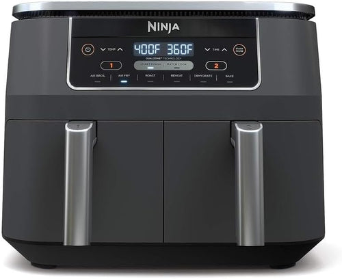 Ninja Air Fryer, Thermometer, Roast, Bake, Air Fry, Crisps, Broil, Reheats, Keep Warm, 10-in-1, Fries, Frozen Food, Veggies, and Meat, Quick Meals, Healthy Meals, Less Oil, 10 QT, Grey, DZ550