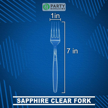 Party Bargains Disposable Cutlery set, SAPPHIRE Design, Clear Color, 360 Pieces: 180 Forks, 120 Spoons, 60 Knives