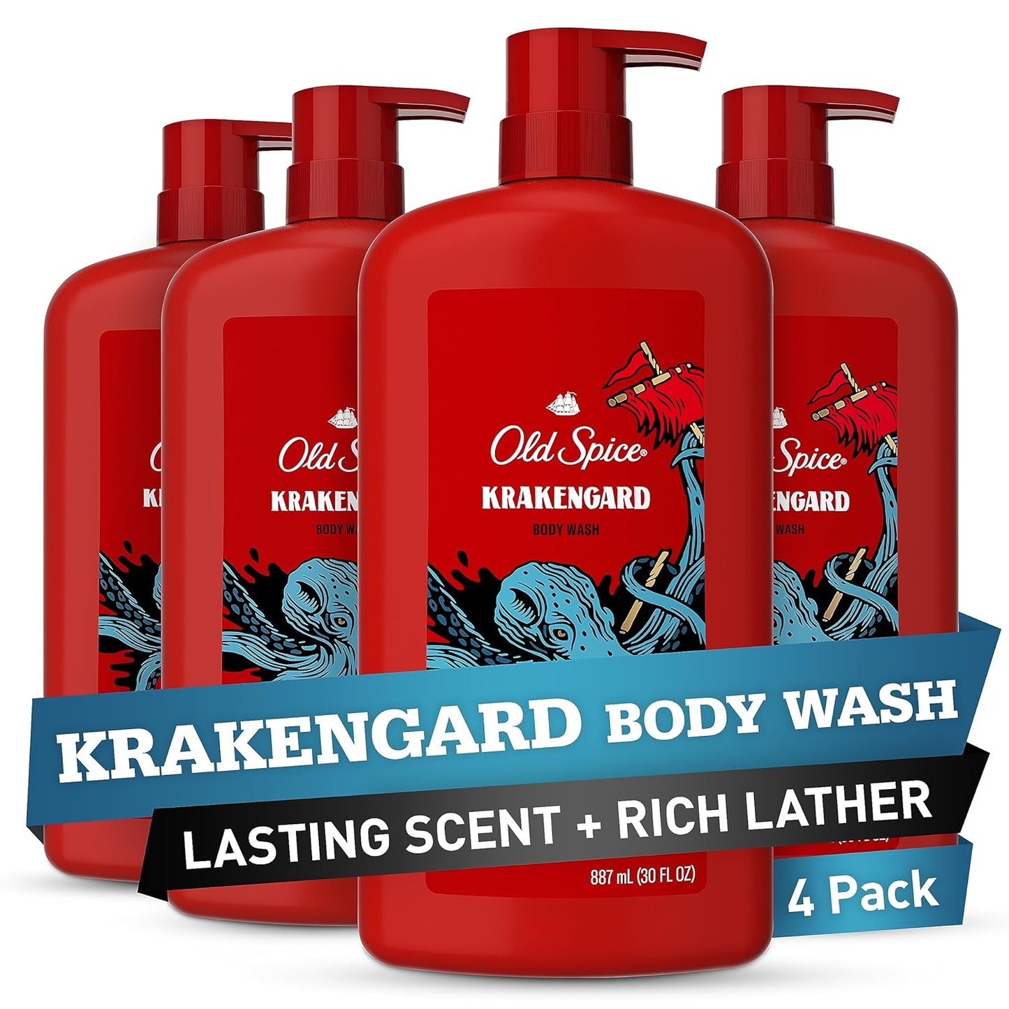 Old Spice Body Wash for Men, 24/7 Shower Fresh with Lasting Scent, Red Collection, Swagger with Cedarwood Scent, 24 fl oz (Pack of 2)