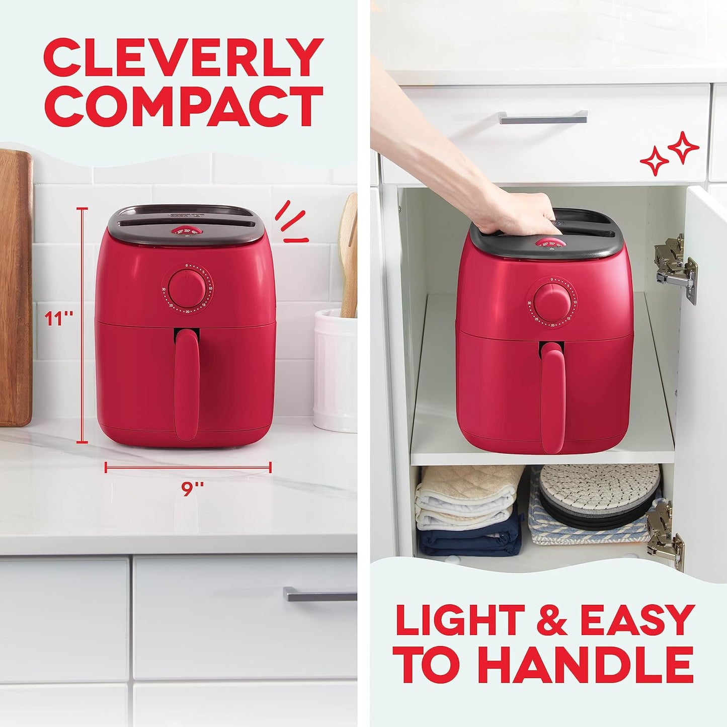 DASH Tasti-Crisp™ Electric Air Fryer Oven, 2.6 Qt., Aqua – Compact Air Fryer for Healthier Food in Minutes, Ideal for Small Spaces - Auto Shut Off, Analog, 1000-Watt