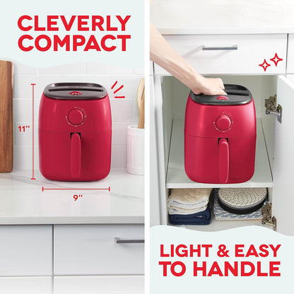 DASH Tasti-Crisp™ Electric Air Fryer Oven, 2.6 Qt., Aqua – Compact Air Fryer for Healthier Food in Minutes, Ideal for Small Spaces - Auto Shut Off, Analog, 1000-Watt