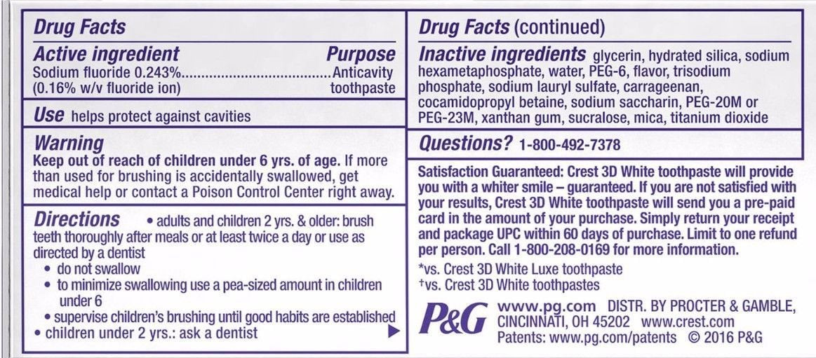 Crest 3D White Advanced Luminous Mint Teeth Whitening Toothpaste, 3.7 oz Pack of 4 - Helps Remove Surface Stains, Whitens Teeth, Strengthens Tooth Enamel, Protects Against Cavities