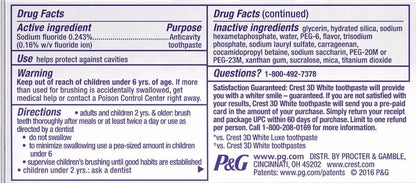Crest 3D White Advanced Luminous Mint Teeth Whitening Toothpaste, 3.7 oz Pack of 4 - Helps Remove Surface Stains, Whitens Teeth, Strengthens Tooth Enamel, Protects Against Cavities