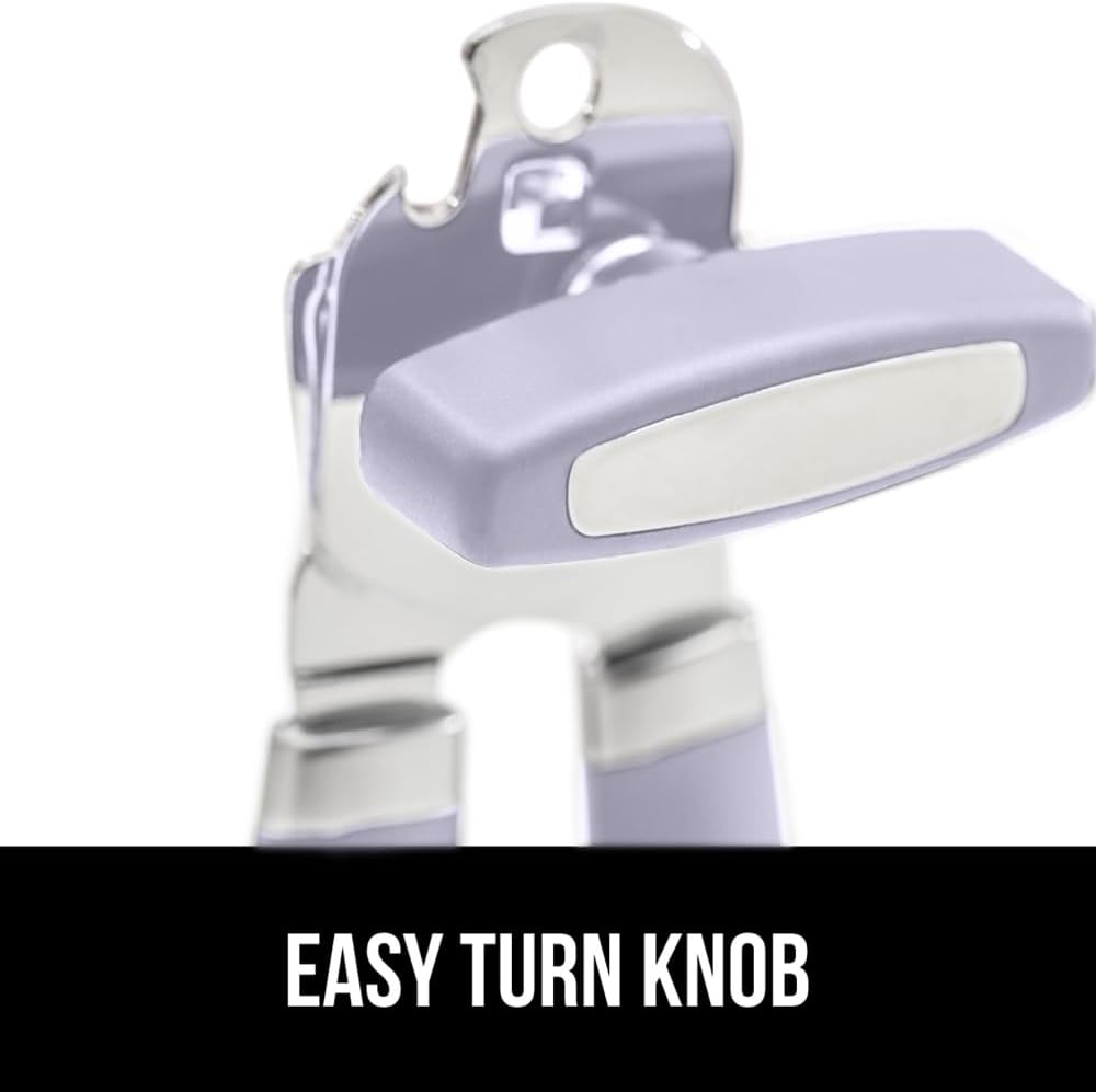The Original Gorilla Grip Heavy Duty Stainless Steel Smooth Edge Manual Can Opener and Bottle Openers, Soft Handle, Rust Proof Oversized Handheld Easy Turn Knob, Multifunctional Kitchen Tool, Black