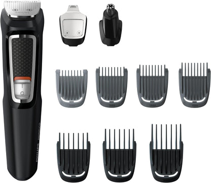Norelco Philips Multi Groomer All-in-One Trimmer Series 3000-13 Piece Mens Grooming Kit for Beard, Face, Nose, Ear Hair Trimmer and Hair Clipper - NO Blade Oil Needed, MG3740/40