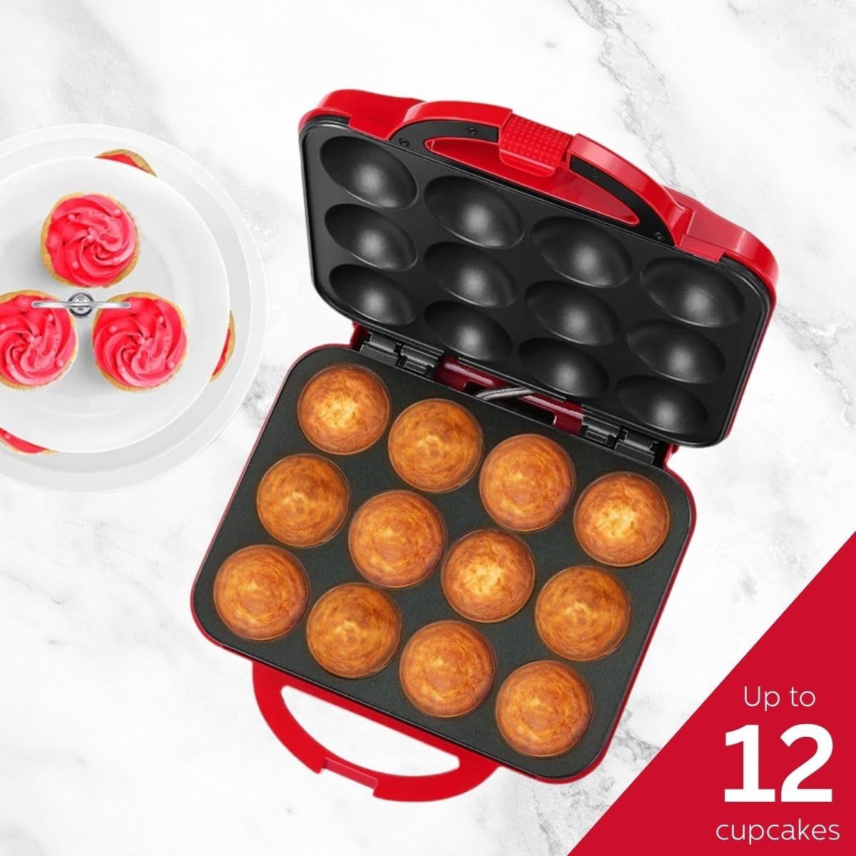 Holstein Housewares Non-Stick Cupcake Maker, Teal - Makes 6 Cupcakes, Muffins, Cinnamon Buns - Birthdays, Holidays, and More