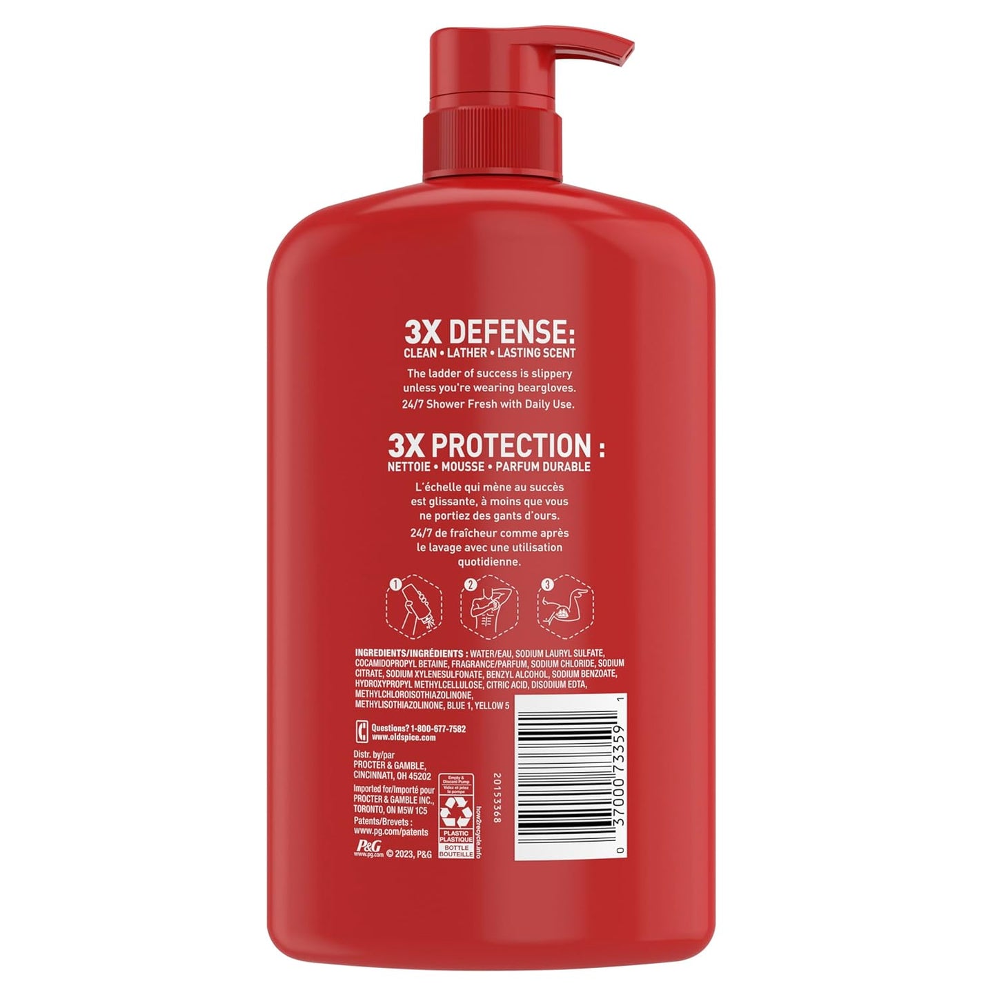 Old Spice Body Wash for Men, 24/7 Shower Fresh with Lasting Scent, Red Collection, Swagger with Cedarwood Scent, 24 fl oz (Pack of 2)