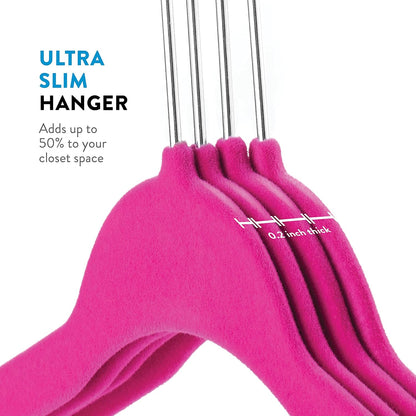 Zober Velvet Hangers 50 Pack - Heavy Duty Black Hangers for Coats, Pants & Dress Clothes - Non Slip Clothes Hanger Set - Space Saving Felt Hangers for Clothing