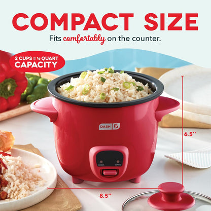 DASH Mini Rice Cooker Steamer with Removable Nonstick Pot, Keep Warm Function & Recipe Guide, .5 Quart, for Soups, Stews, Grains & Oatmeal - Aqua