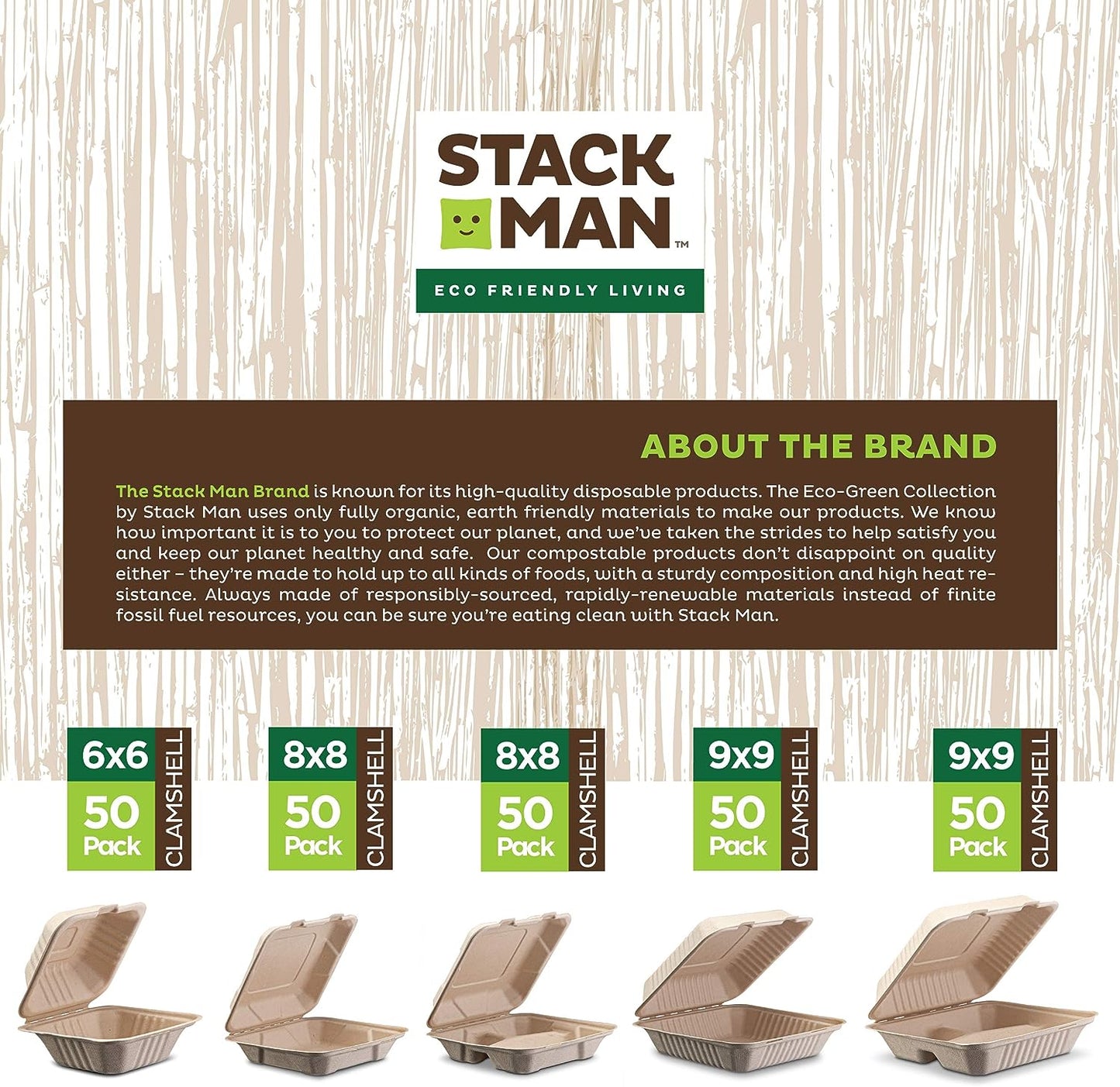 Paper Plates, 100% Compostable Heavy Duty Disposable Plate - [125-Pack] - {PFAS-Free} - {BPI Certified} - [9 Inch] Eco-Friendly, Biodegradable Bagasse Natural Brown 9" Dinner Plates - By Stack Man