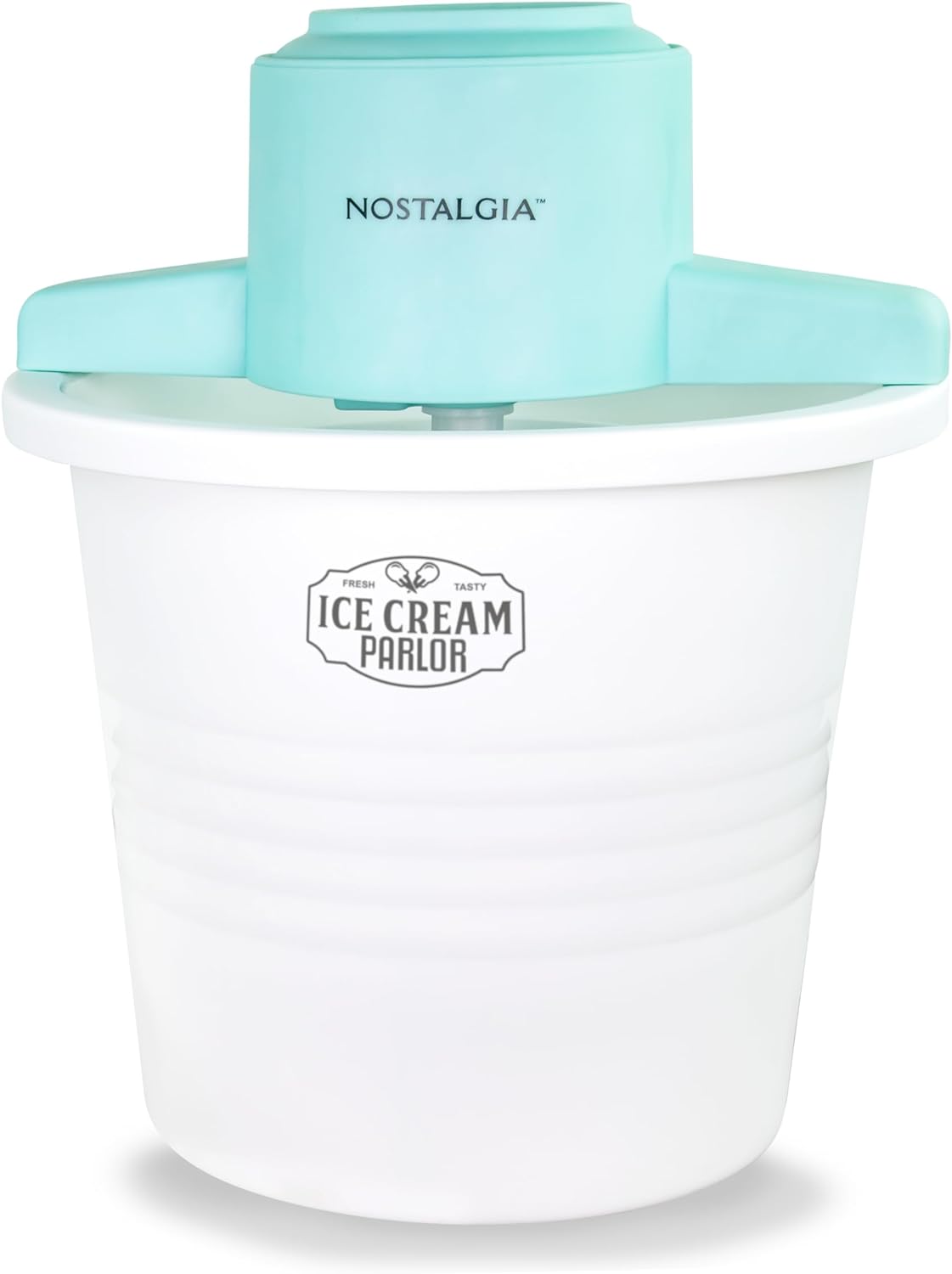 Nostalgia Electric Ice Cream Maker - Old Fashioned Soft Serve Ice Cream Machine Makes Frozen Yogurt or Gelato in Minutes - Fun Kitchen Appliance - Vintage Wooden Style - Light Wood - 4 Quart