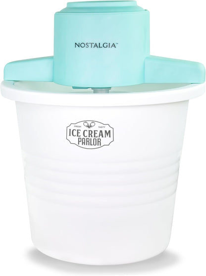 Nostalgia Electric Ice Cream Maker - Old Fashioned Soft Serve Ice Cream Machine Makes Frozen Yogurt or Gelato in Minutes - Fun Kitchen Appliance - Vintage Wooden Style - Light Wood - 4 Quart