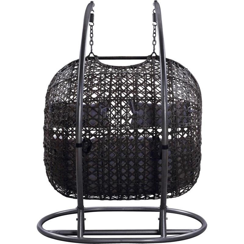 💝2024 HomeGood Solid Wood Wicker Swing Chair With Stand Rain Cover Included
