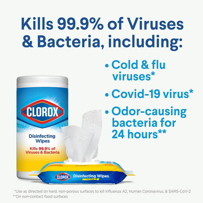 Clorox Disinfecting Wipes Value Pack, Cleaning Wipes, 35 Count Each, Pack of 15 (Package May Vary)