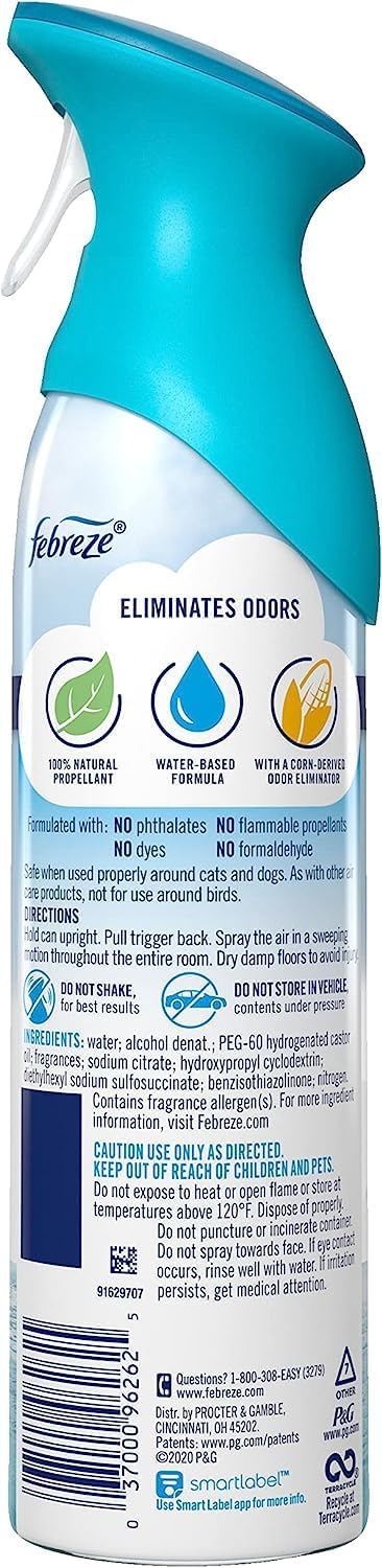 Febreze Air Freshener Spray, Linen & Sky, Odor Eliminator for Strong Odors, 8.8 Oz (2 Count)