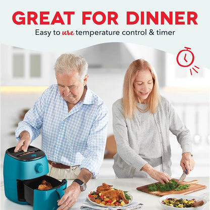 DASH Tasti-Crisp™ Electric Air Fryer Oven, 2.6 Qt., Aqua – Compact Air Fryer for Healthier Food in Minutes, Ideal for Small Spaces - Auto Shut Off, Analog, 1000-Watt