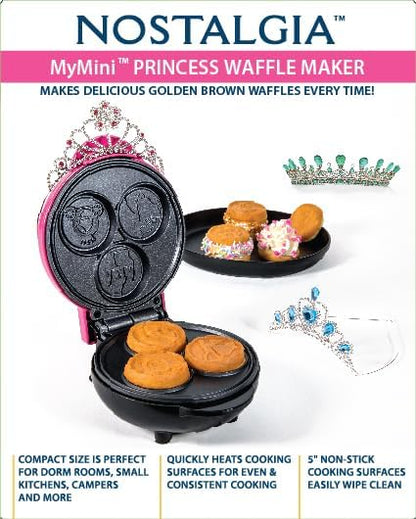 Nostalgia MyMini Cars and Trucks Shape Electric Waffle Maker, 5-Inch Non-Stick Griddle for Waffles, Hash Browns, Eggs, and More, Yellow