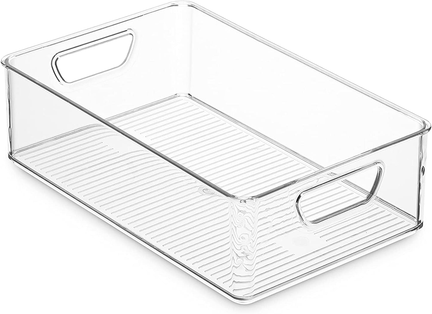 Set Of 16 Refrigerator Organizer Bins - Plastic Pantry Organization and Storage Baskets - Stackable Food Fridge Organizers with Cutout Handles for Freezer, Kitchen, Countertops, Cabinets