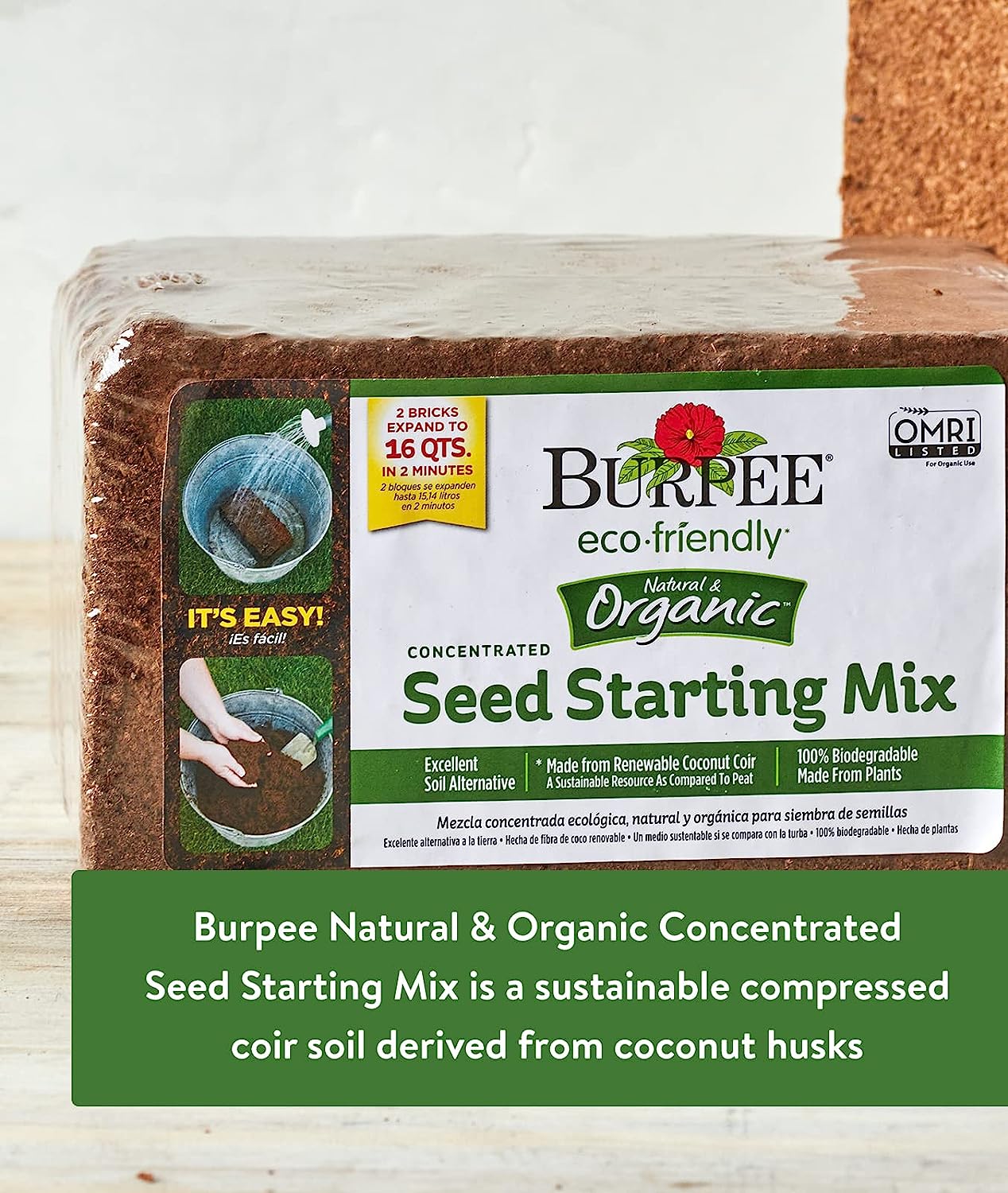 Natural & Organic Garden Coir, 8 quart, (1 Pack)
