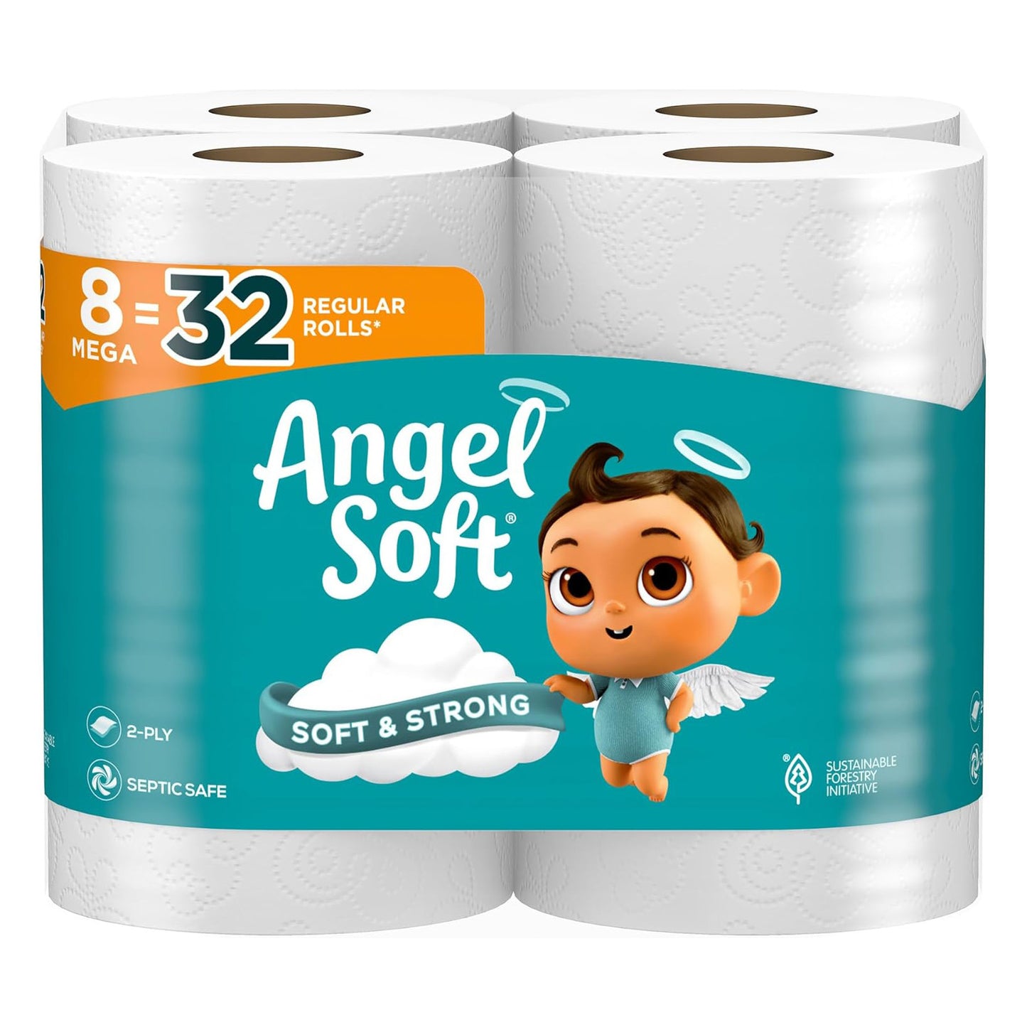 Angel Soft Toilet Paper, 16 Mega Rolls = 64 Regular Rolls, Soft and Strong Toilet Tissue