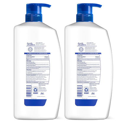 Head & Shoulders 2 in 1 Dandruff Shampoo and Conditioner Set, Scalp Care and Anti Dandruff Treatment, Green Apple Fresh Scent, Daily Moisturizing Treatment, Paraben Free, 32.1 Fl Oz Each, 2 Pack