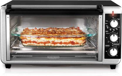 BLACK+DECKER 8-Slice Extra Wide Convection Toaster Oven, TO3250XSB, Fits 9"x13" Oven Pans and 12" Pizza, Stainless Steel/Black